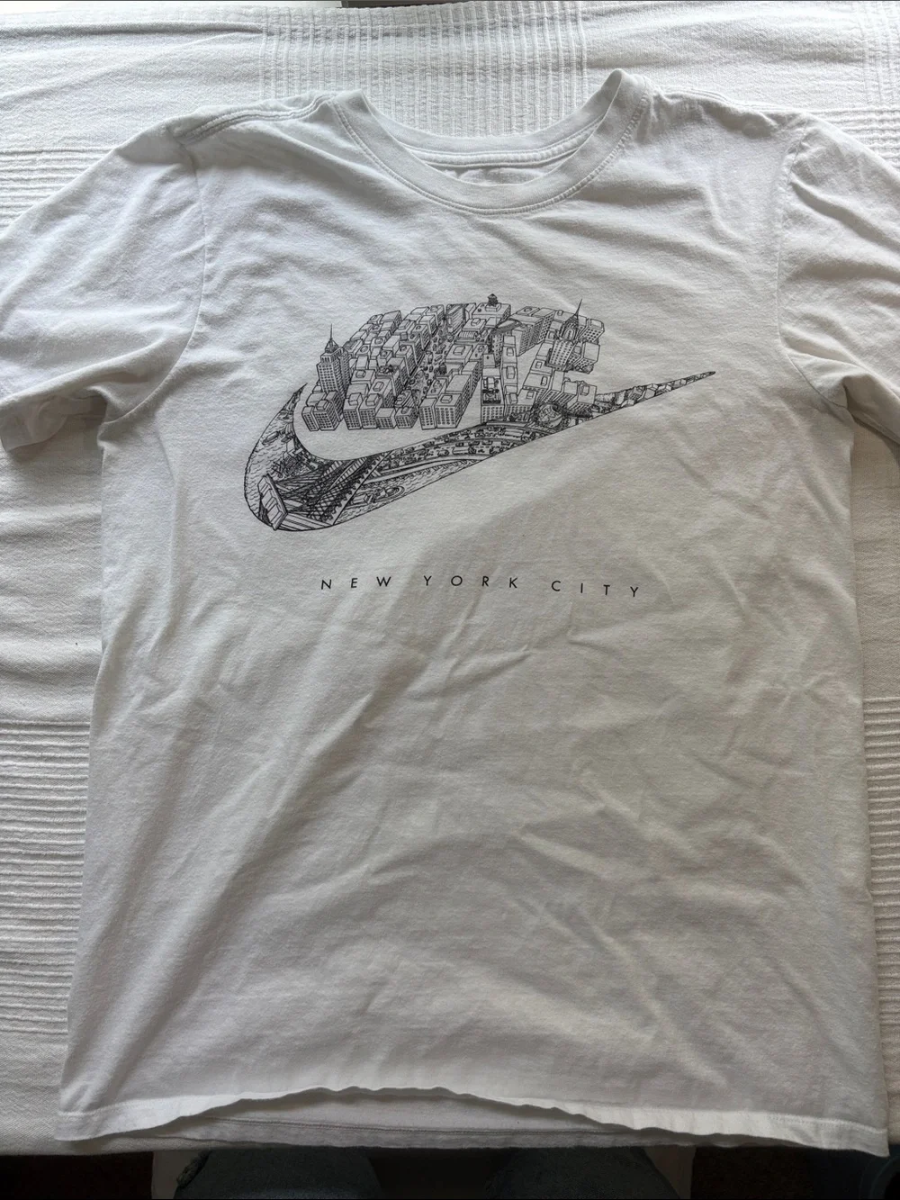 Nike White Short-Sleeve Tee with City Swoosh Graphic